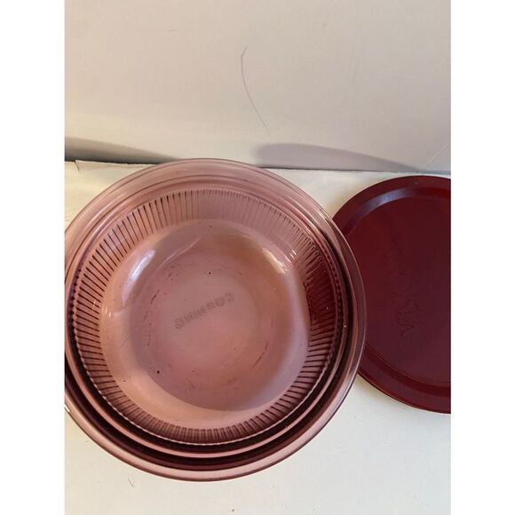 2 Vision Corningware bowls lid amber cranberry - Picture 4 of 6